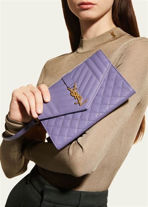 saint laurent envelope flap ysl clutch bag in grained leather|YSL envelope bag.